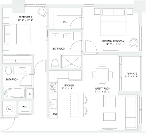 Floor plan 2 Bed/ 2 Bath-B2
