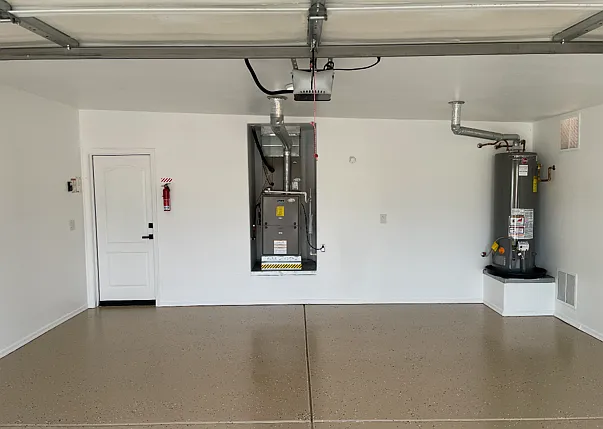 Garage with epoxy floor