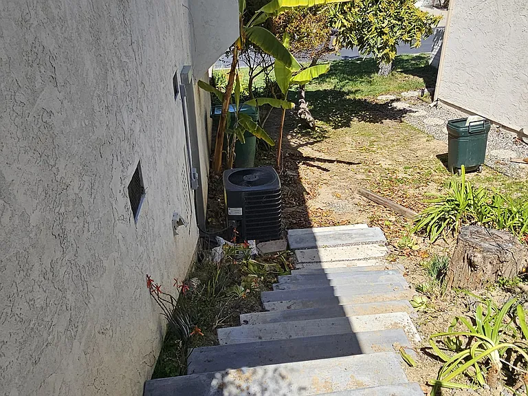 concrete steps on side yard