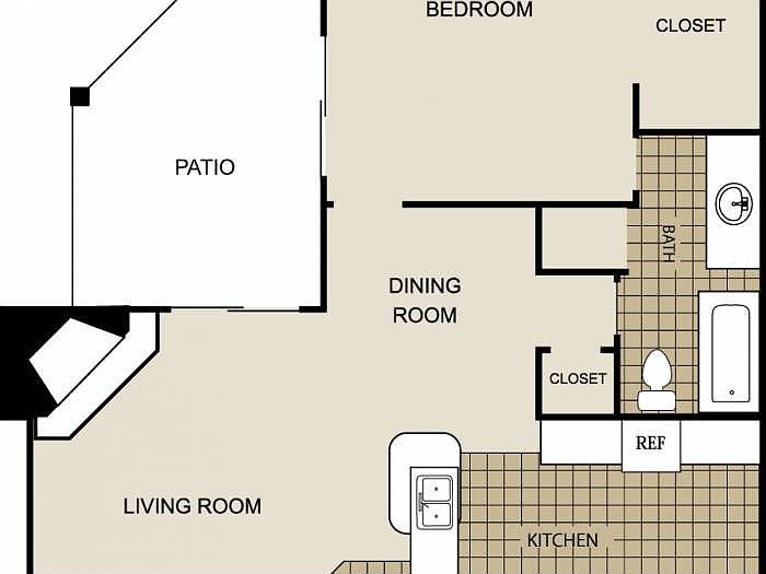 719 sq.ft. plus patio