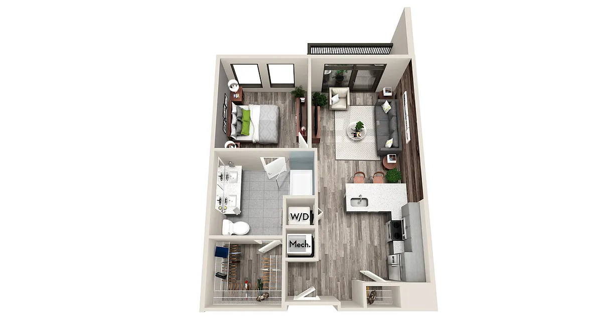 Floor plan AZB6 1 BEDROOM AND 1 BATH
