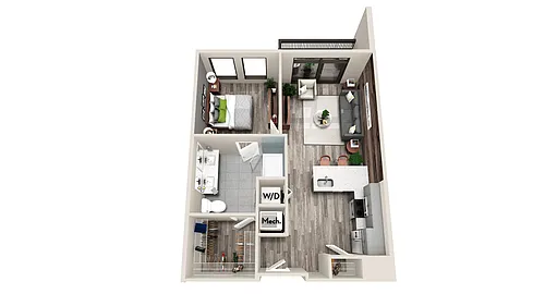 Floor plan AZB6 1 BEDROOM AND 1 BATH