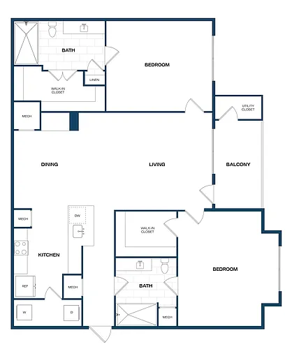 Floor plan 2 Bed/2 Bath-B1