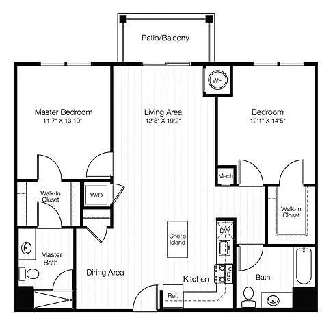 Floor plan B3 2 Bedroom 2 Bath with Balcony