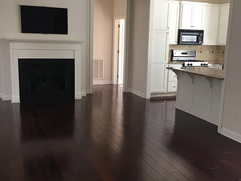 Gas log fireplace and open floor plan