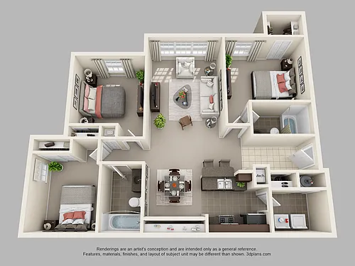 Floor plan 3 Bedroom 2 Bath