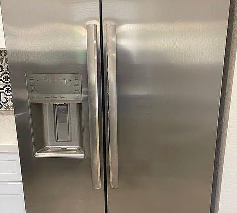 new full size stainless steel fridge