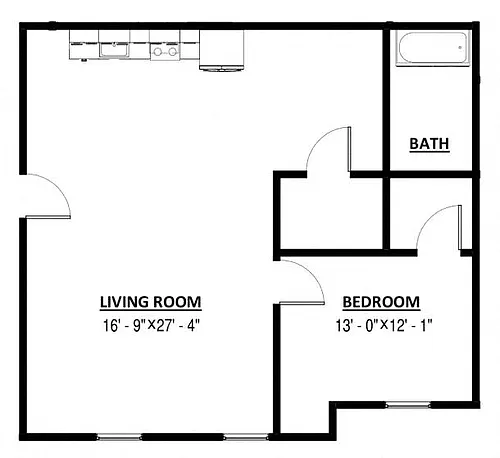 Floor plan 398-Deluxe 1-bed