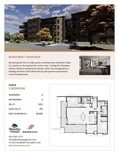 Floor plan 2 Bed 2 Bath Plus a Den