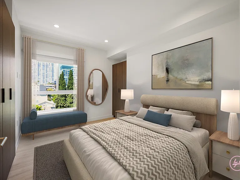 Bedroom with Built-In Cabinet Storage, Recessed Lighting, and Vinyl Flooring - Stevie Floor Plan