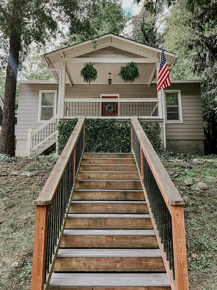 New stairs leading from the driveway up to the front porch - 812 Federal St
