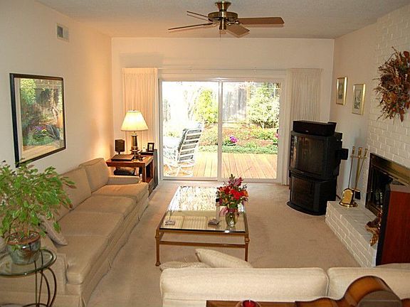 Warm, comfortable family room with fireplace