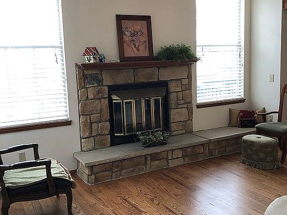 Wood-burning stone fireplace