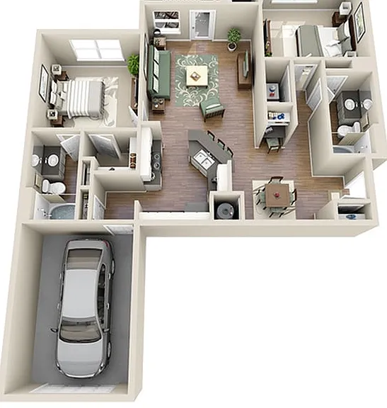 2 Bedroom | 2 Bath | 1177 SF | Attached Garage 2 Bedroom | 2 Bath | 1177 SF | Attached Garage