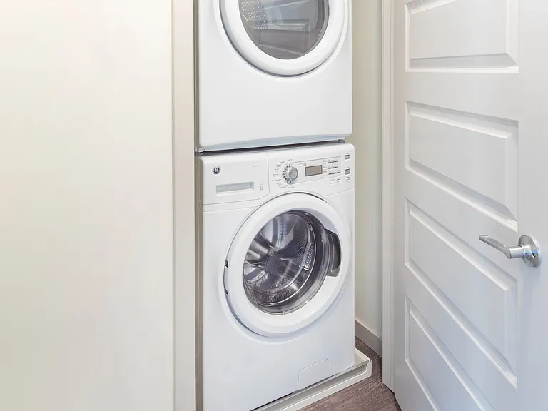 Full-size front loading washer and dryer.