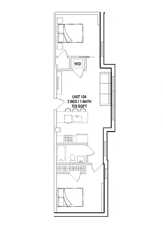 Floor plan 2 Bedroom 1 Bath