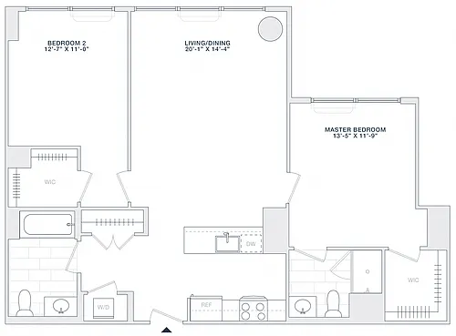 Floor plan 2 BED 2 BATH 1070 RSF