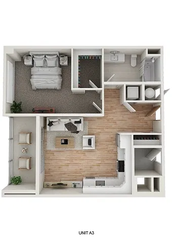 Floor plan A3 - Aveline - 1 Bedroom