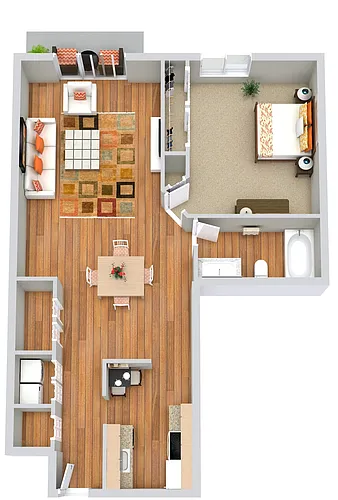 Floor plan 1 Bed | 1 Bath Lower