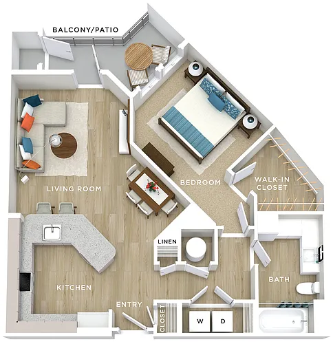 Floor plan 1x1C