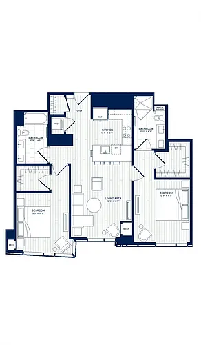 Floor plan 2 Bed/2 Bath-E9