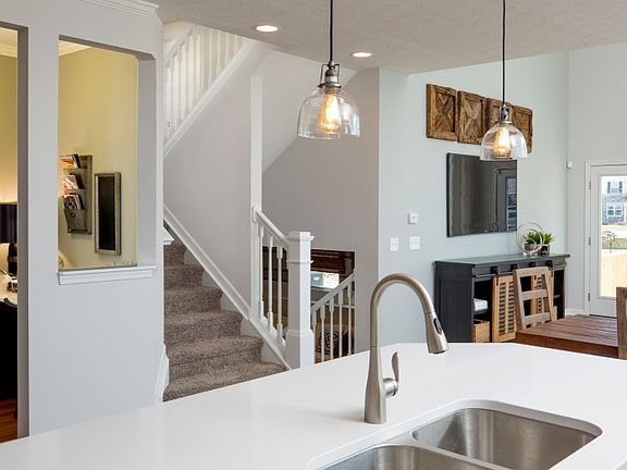 View from Kitchen Showcasing the Stylish Kitchen Island