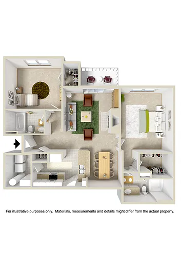 Floor plan Medium 2 Bed 2 Bath