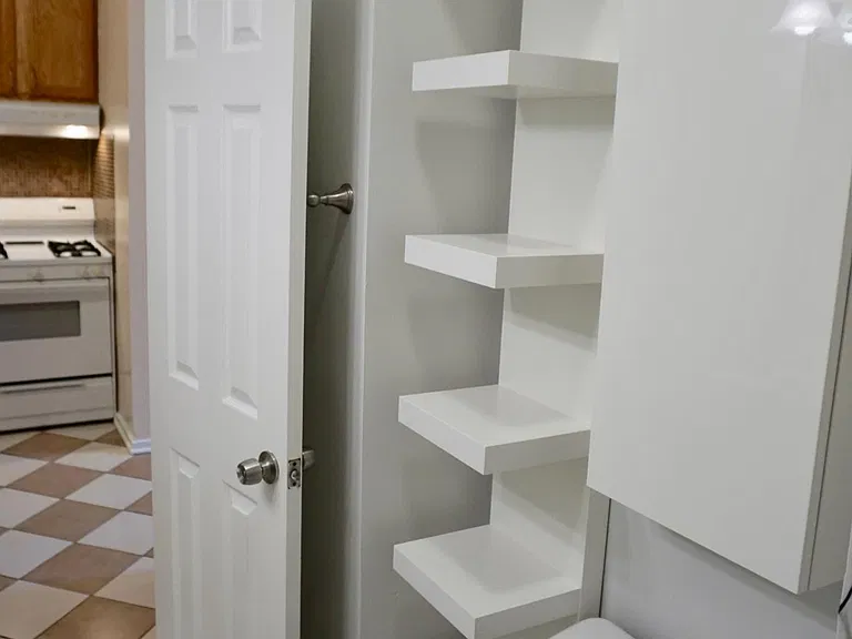 Additional storage in the bathroom.