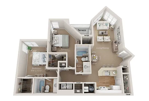 Floor plan Buckingham 2x2