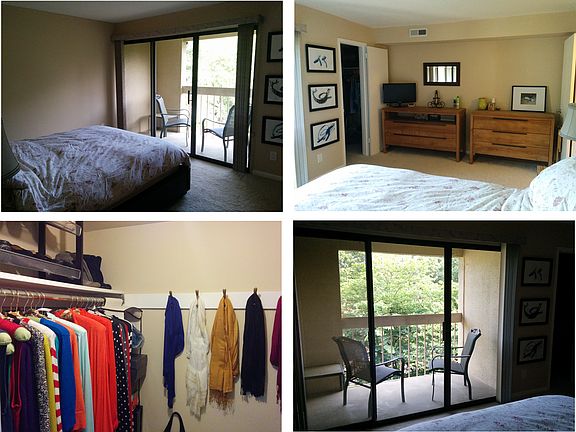Master bedroom with walk-in closet and balcony with year-rou