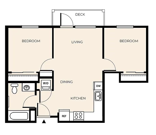 Floor plan 2 Bed 1 Bath (B14)