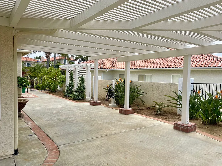 Newly painted patios & trellis