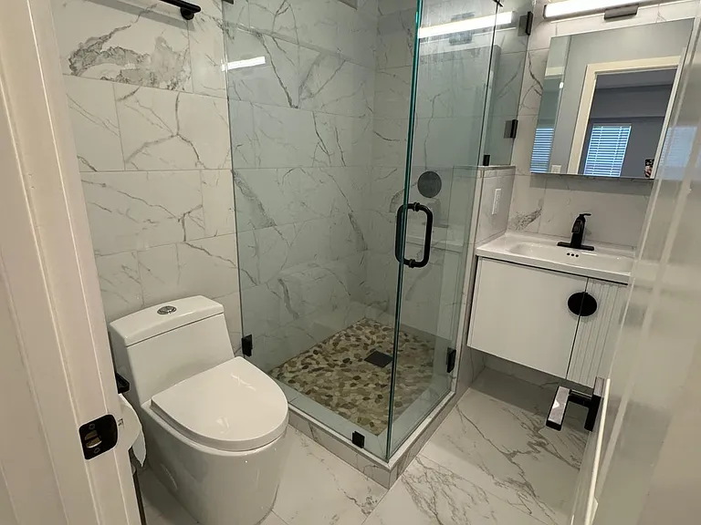 Master bathroom front.
