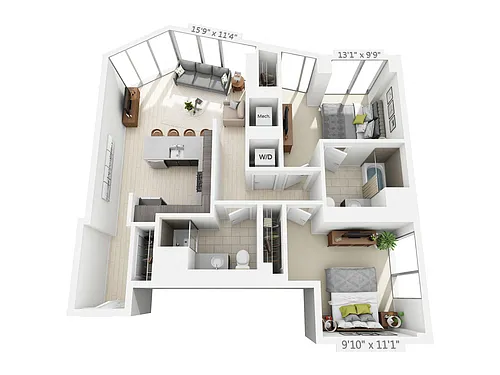 Floor plan 2 BEDROOM 2 BATH C2