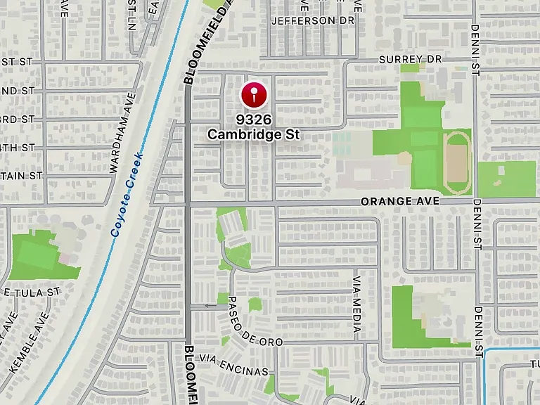 Map location with main cross streets