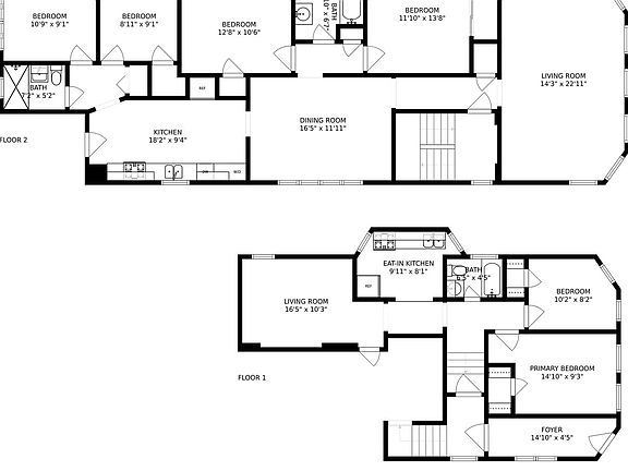 Floor plan : Owners unit floor 2 and Garden floor 1