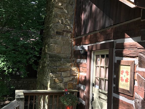 Front entrance to log cabin 