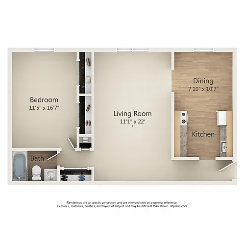 Floor plan One Bed One Bath