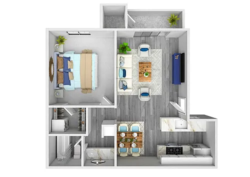 Floor plan One Bedroom, One Bath