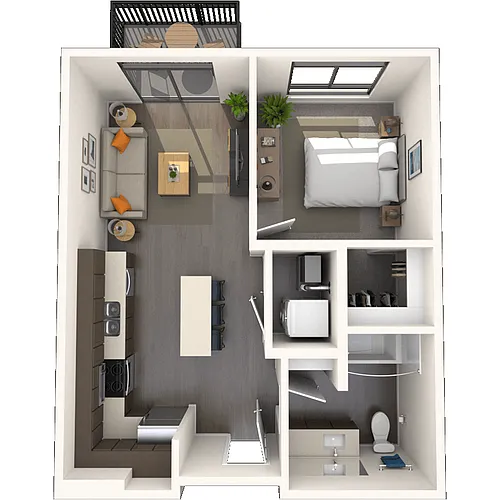 Floor plan Traditional 1x1 540-552 SF