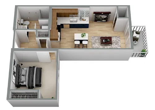 Floor plan 1 Bedroom - A3