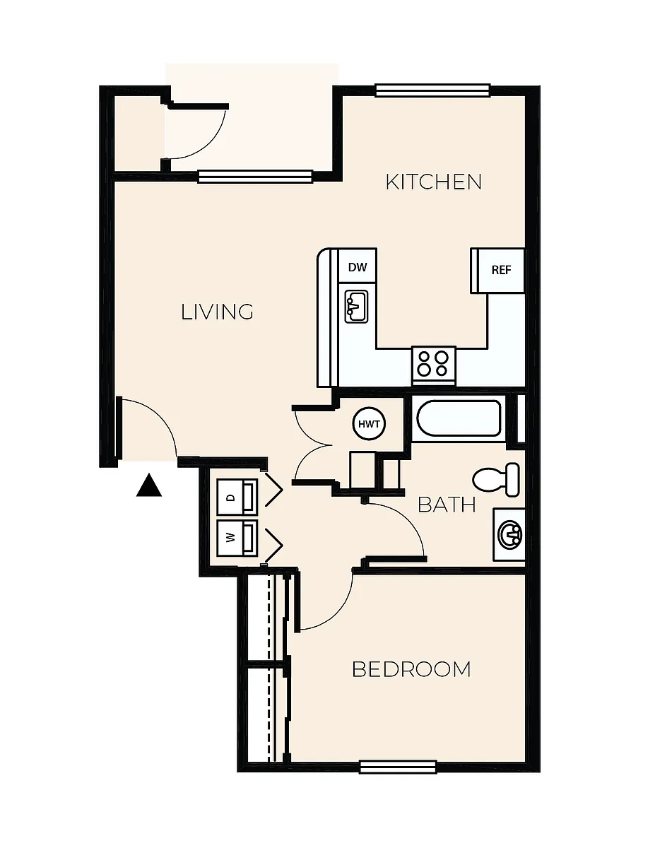Floor plan 1 Bed 1 Bath A5