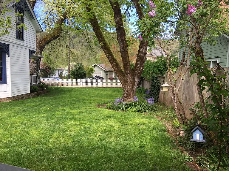 North side of the house from the cottage steps (before the cottage fenced in yard was set up)