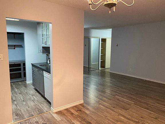 View of living and kitchen space from the dining area