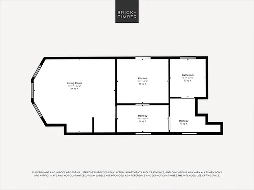 Floor plan Studio 1 Bath