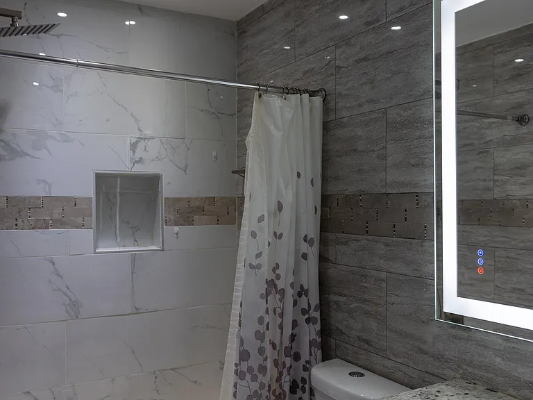 Master-bath with rainforest shower and hand shower.