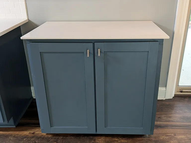 Floating island for additional storage or countertop space
