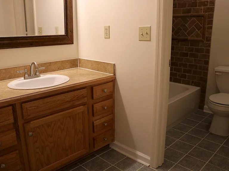 Each bedroom vanity received an overdose of storage options. Shelves, drawers and plenty of counter space.
