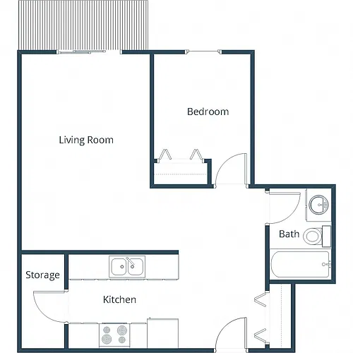 Floor plan One Bedroom 11B