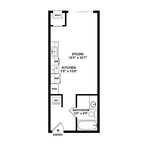 Floor plan Studio D Workforce Housing Unit*